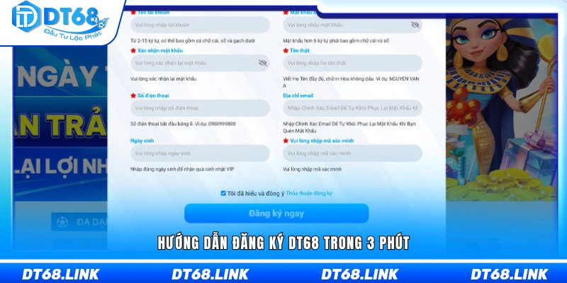 Cách tạo tài khoản DT 68 nhanh gọn chỉ trong 3 phút