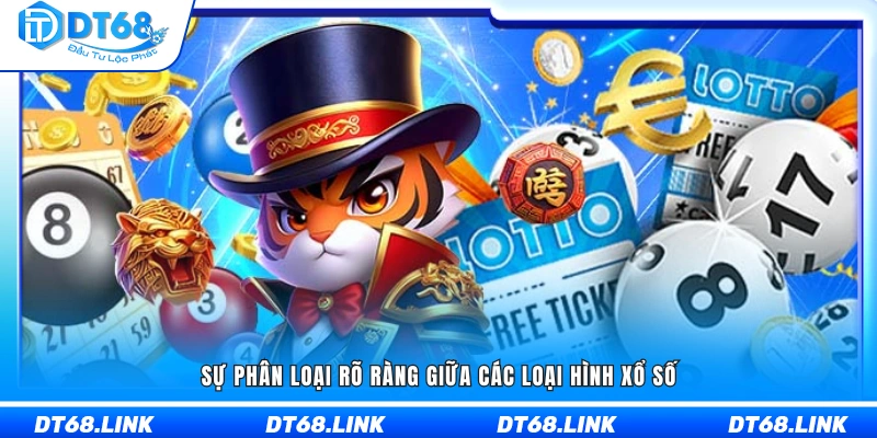 Hệ thống xổ số DT68 được phân chia minh bạch theo từng loại